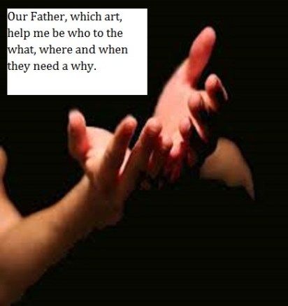 extended hands with words