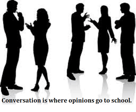 people conversing bigger with words