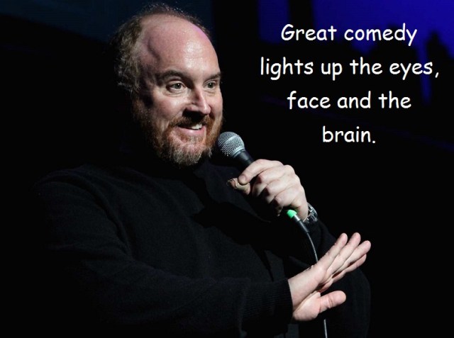 louis CK close up with words