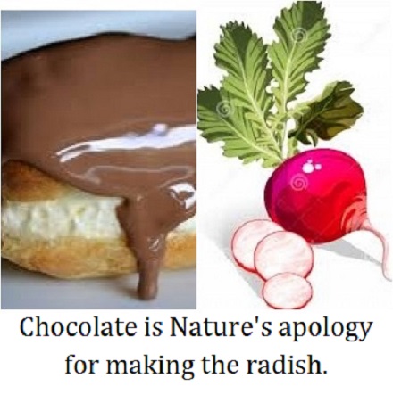 chocolate radish with words
