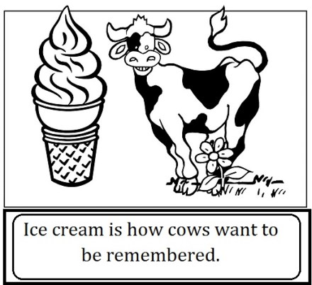 cow and ice cream with words