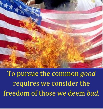 Burning American flag with words