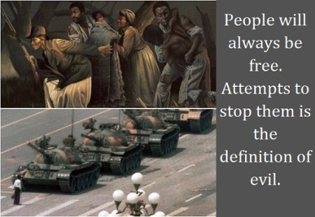 Underground and tank man with words