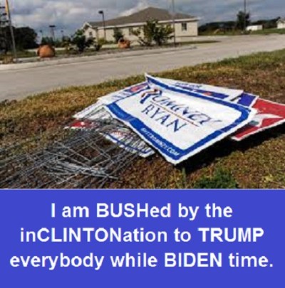 discarded campaign sign with words