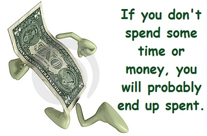 dollar bill running away with words