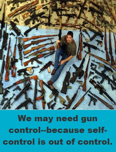 man and his guns with words