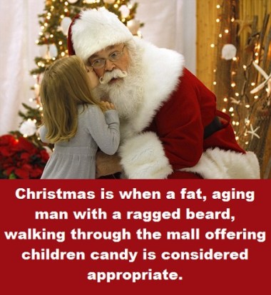 Santa and kid with words