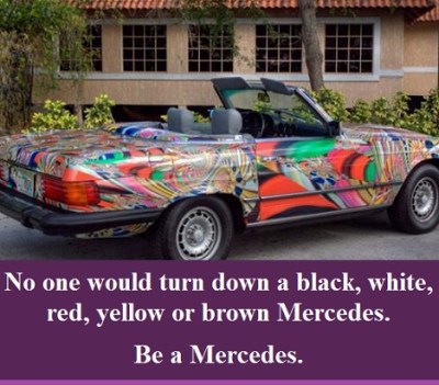psychedelic mercedes with words