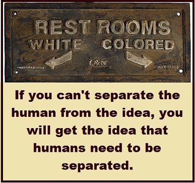 segregated restrooms with words