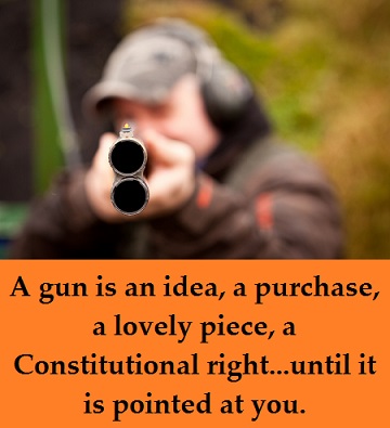 gun barrel with words