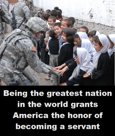 American soldiers with words